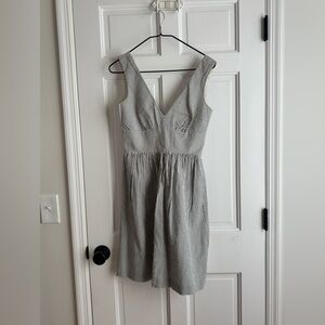 J. Crew Seersucker Gray V-neck Dress